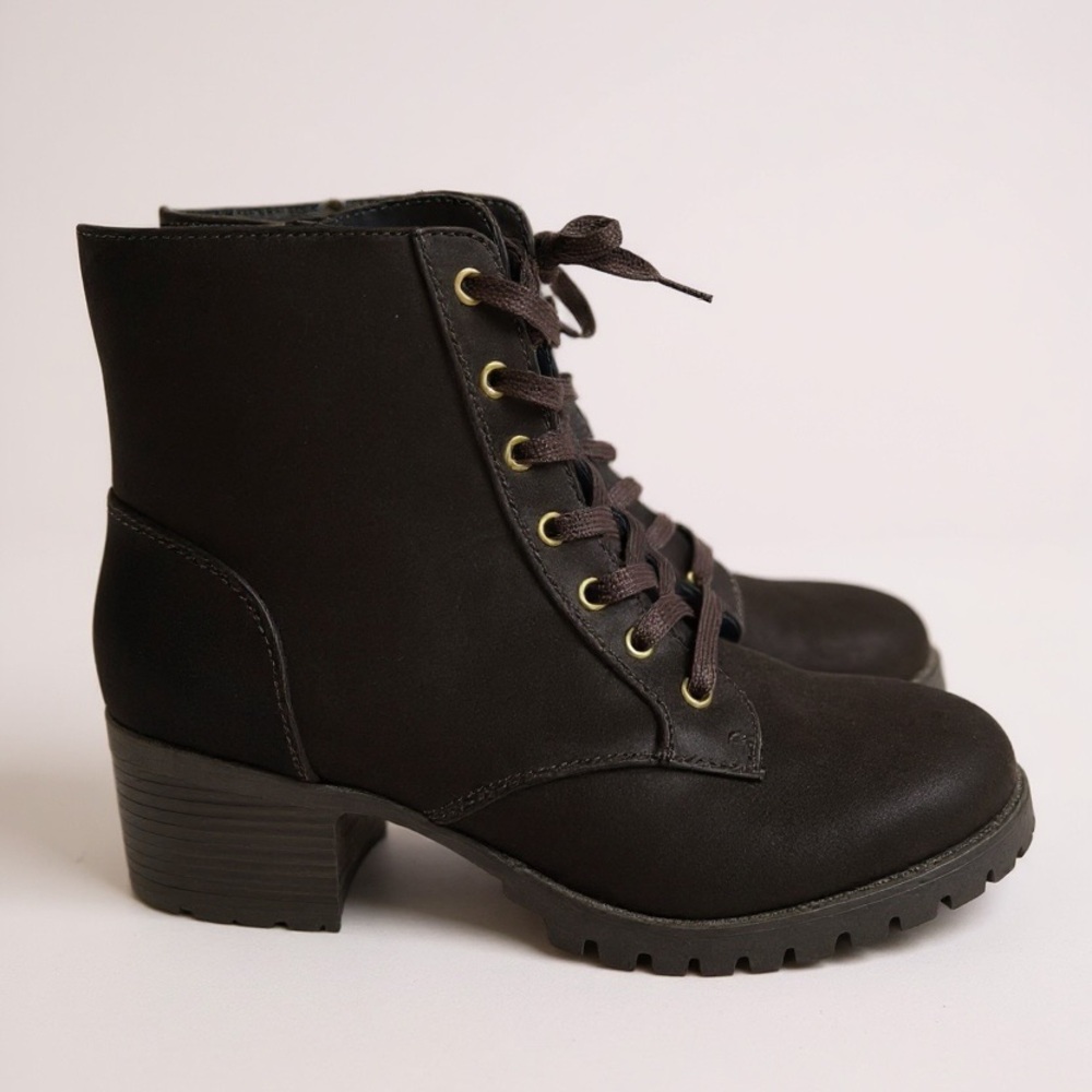 Ironstep Chunky Combat Block- Heel Boots - Picture 9 of 11